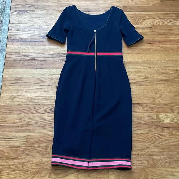 Boden Navy Dress Size 4L Pink & Green Trim - Picture 7 of 10